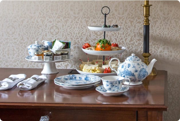 An Assortment of Food and Tea Dishes on a Table at Our New Paltz Resort