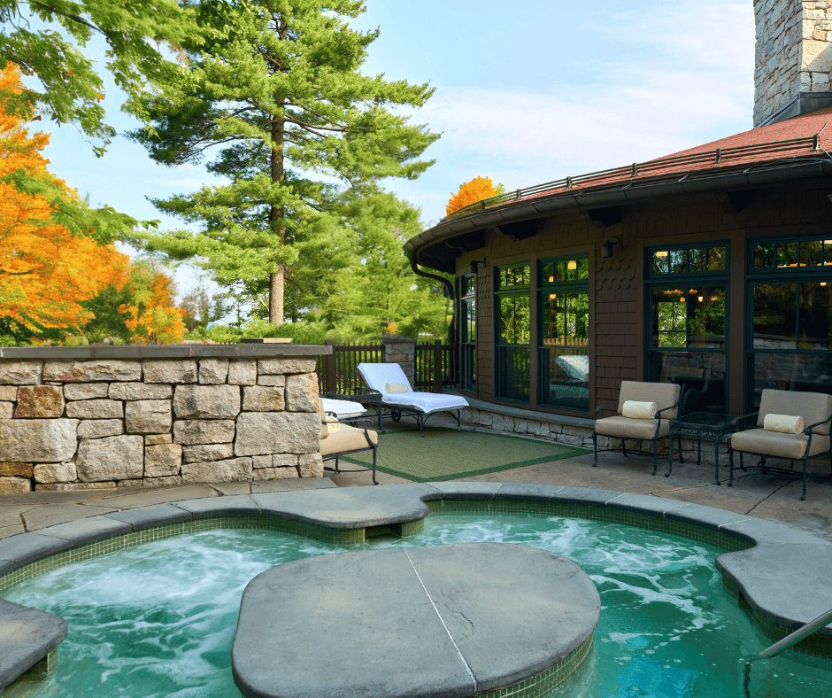 Relaxing outdoor heated mineral pool